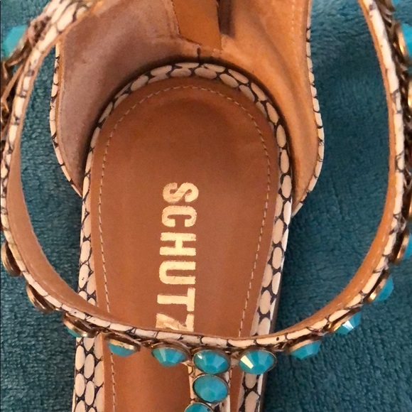 NWOT Schutz embellished snakeskin sandals - Picture 2 of 5